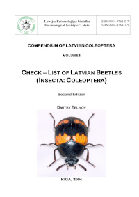 Obálka Check-list of Latvian Beetles (Insecta: Coleoptera)