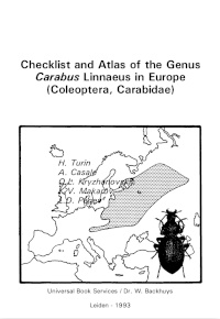 Obálka Checklist and Atlas of the Genus Carabus Linnaeus in Europe (Coleoptera, Carabidae)