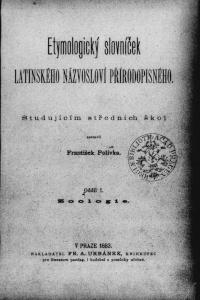 Obálka Etymologický slovníček latinského názvosloví přírodopisného