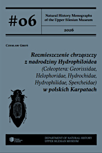 Cover of Rozmieszczenie chrząszczy z nadrodziny Hydrophiloidea (Coleoptera: Georissidae, Helophoridae, Hydrochidae, Hydrophilidae, Spercheidae) w polskich Karpatach