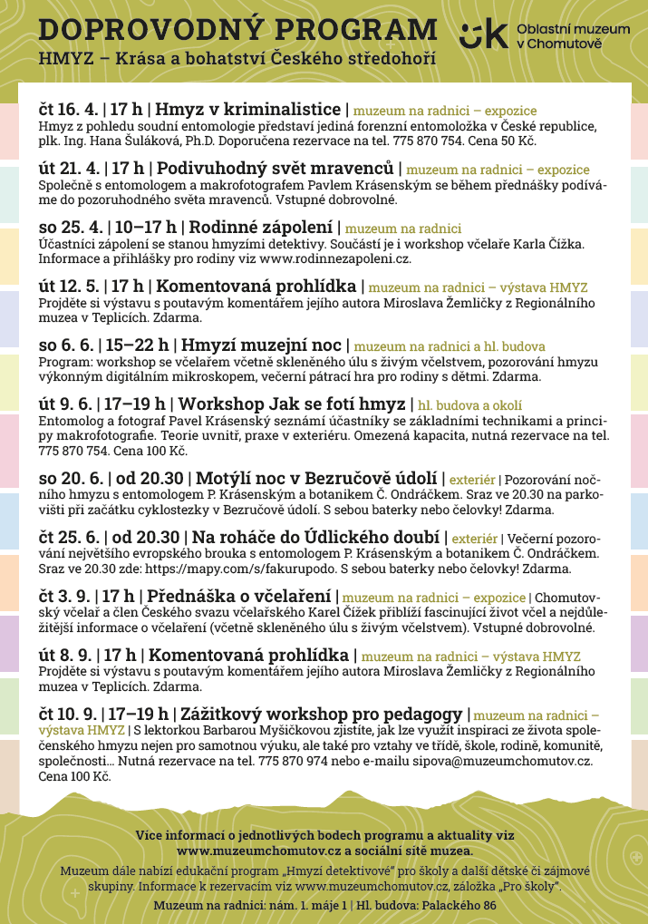 vystava hmyz České středohoří Doprovodný program